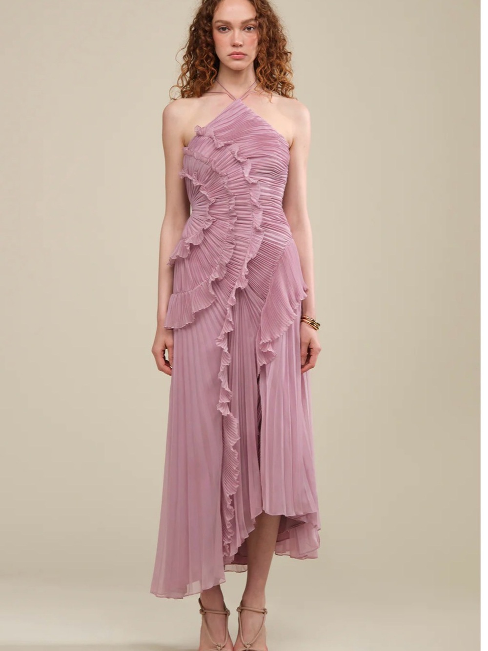 AMUR Lorelie Halter Gown in Water Hyacinth